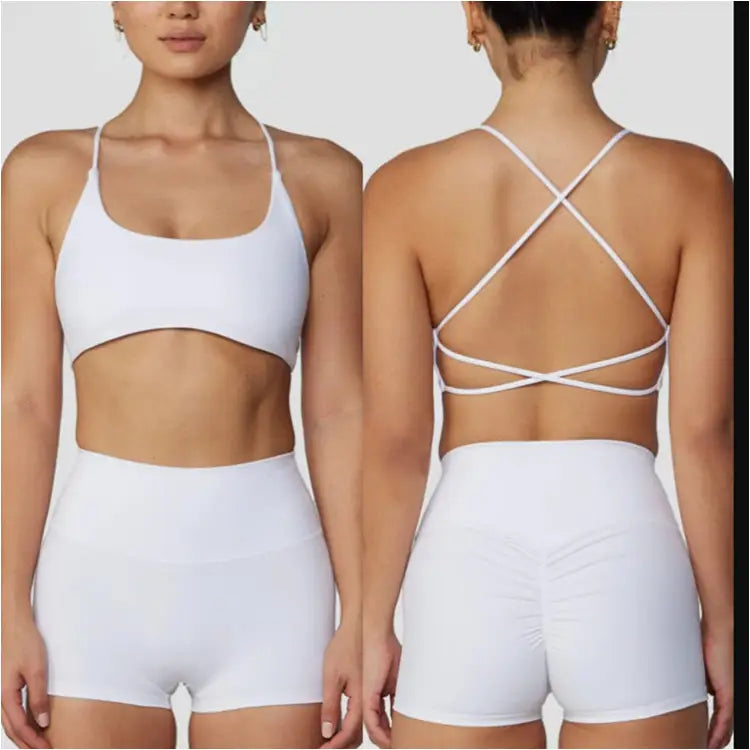 Brassières de Sport / Yoga / Fitness - White Top / L