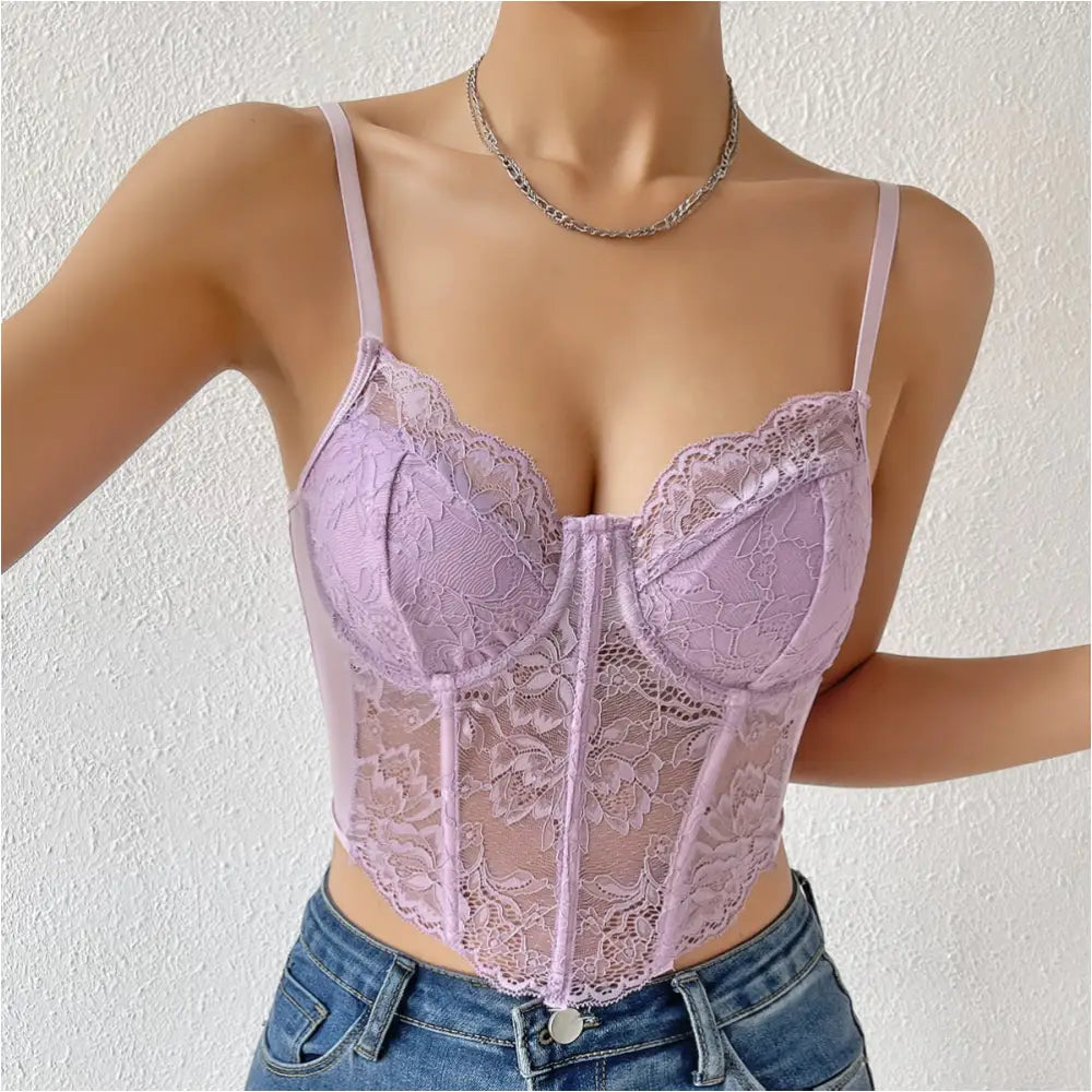 Bustier en Dentelle Sexy - Mauve / L - Crop Top F