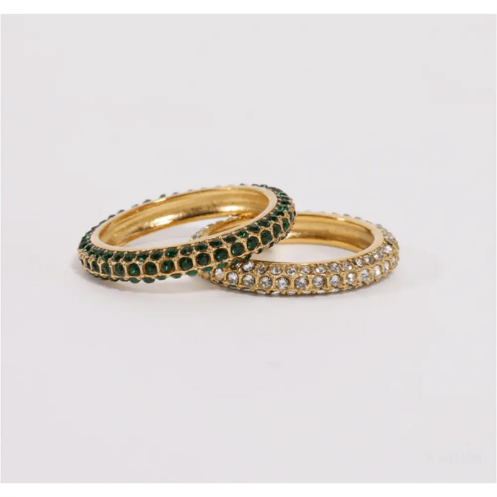 Catania - Crystal Pavé Gold Band Rings-0