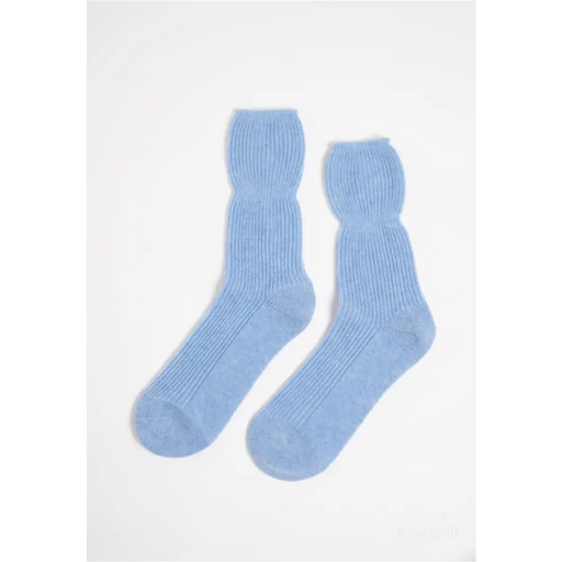 Chaussettes côtelées 4 fils bleu ciel-0