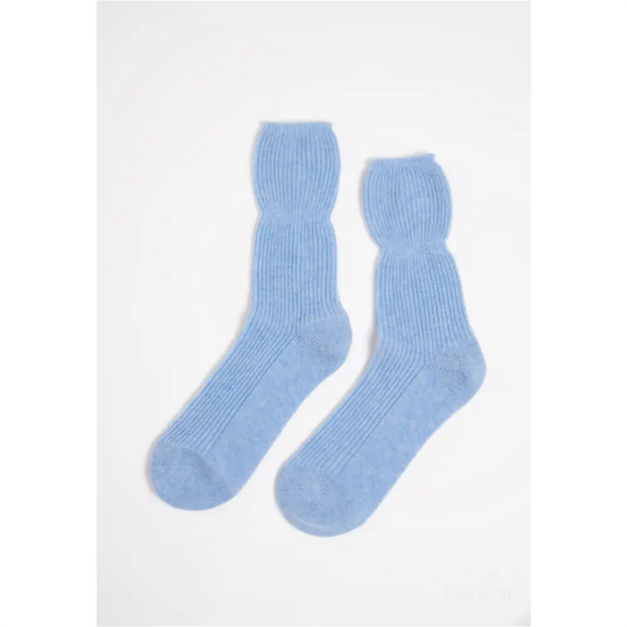 Chaussettes côtelées 4 fils bleu ciel-0