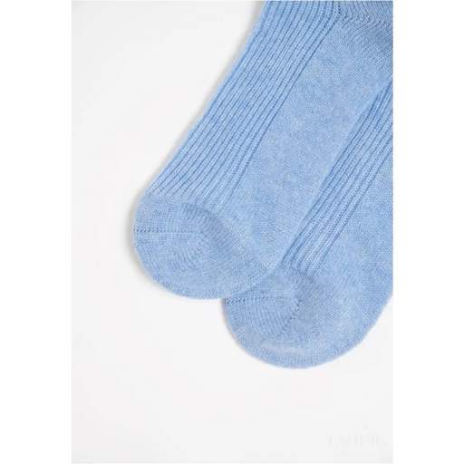 Chaussettes côtelées 4 fils bleu ciel-1