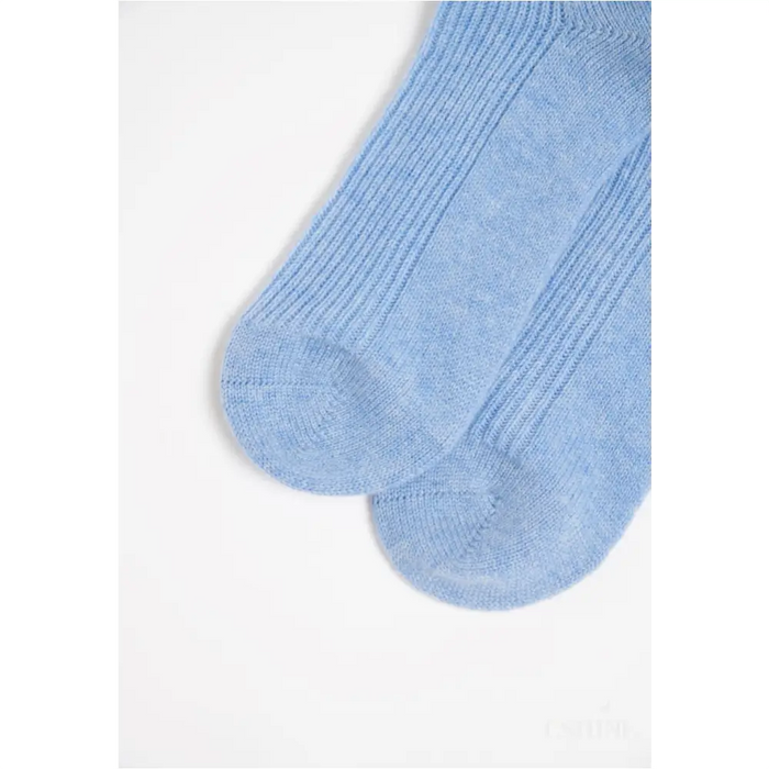 Chaussettes côtelées 4 fils bleu ciel-1