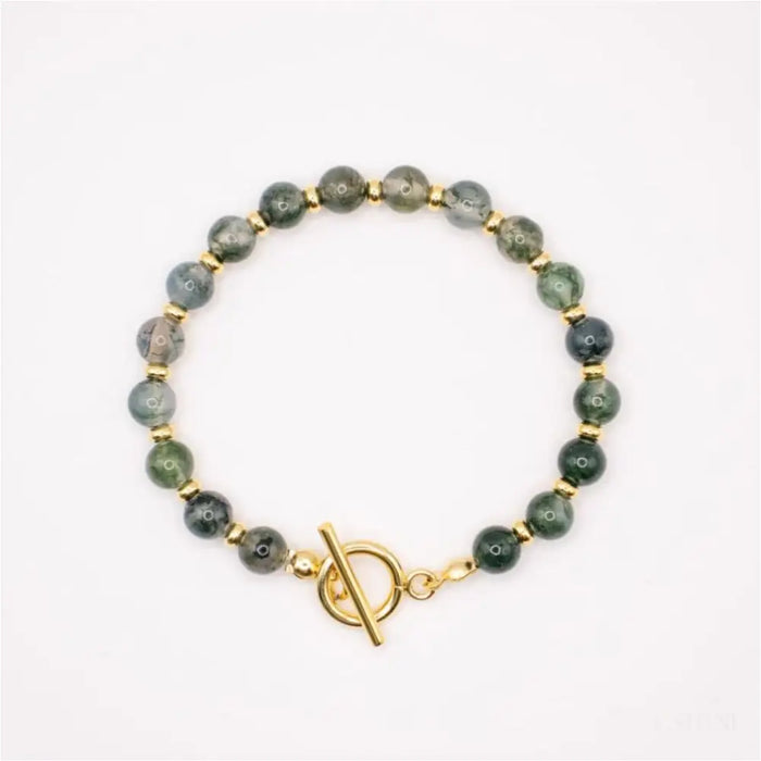 CIRCÉ | Bracelet en Agate mousse et plaqué Or 18 et 24 carats-0