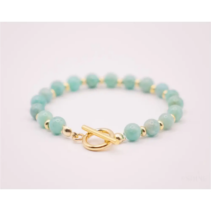 CIRCÉ | Bracelet en Amazonite et plaqué Or 18 et 24 carats-2