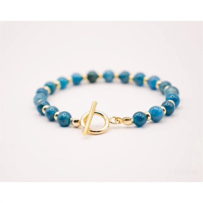 CIRCÉ | Bracelet en Apatite bleue et plaqué Or 18 et 24 carats-2