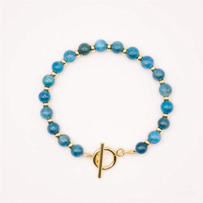 CIRCÉ | Bracelet en Apatite bleue et plaqué Or 18 et 24 carats-0