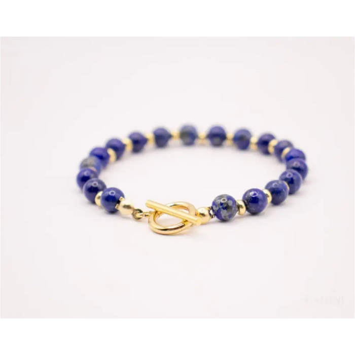 CIRCÉ | Bracelet en Lapis-Lazuli et acier inoxydable plaqué Or 18 carats-2