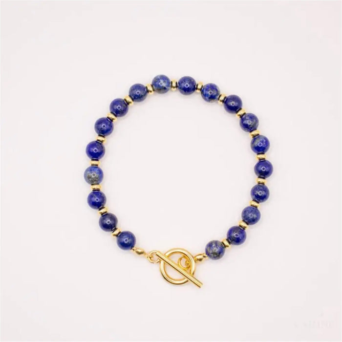 CIRCÉ | Bracelet en Lapis-Lazuli et acier inoxydable plaqué Or 18 carats-0