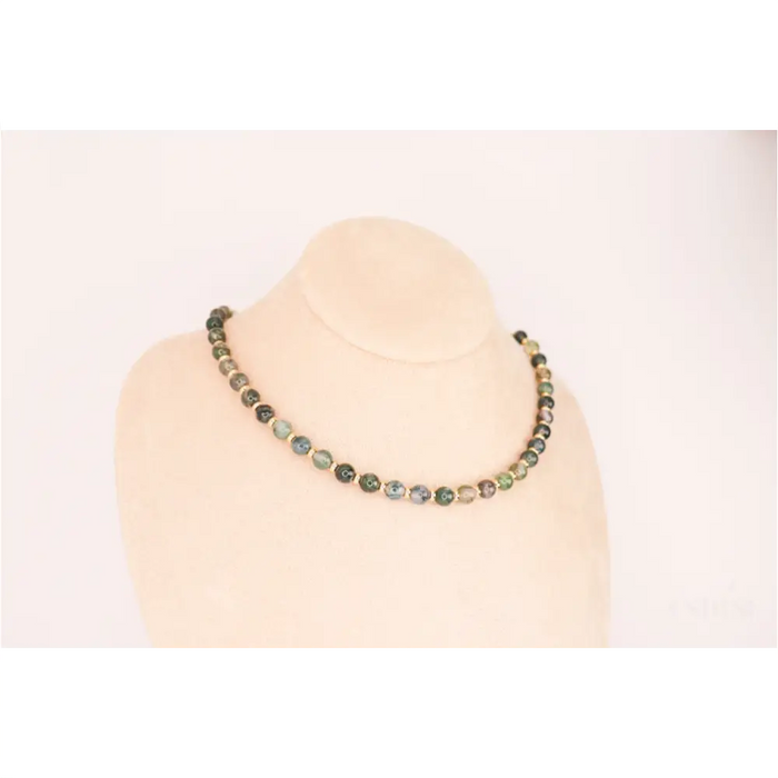 CIRCÉ | Collier en Agate mousse et plaqué Or 18 et 24 carats-1