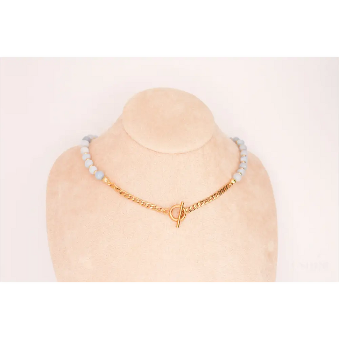 CIRCÉ | Collier en Aigue-marine et plaqué Or 18 et 24 carats-4