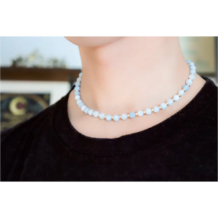 CIRCÉ | Collier en Aigue-marine et plaqué Or 18 et 24 carats-2