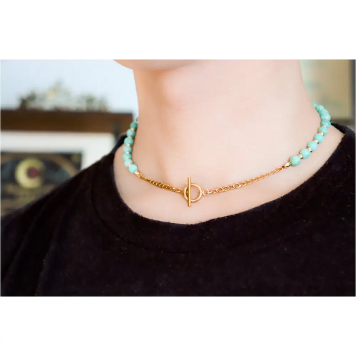 CIRCÉ | Collier en Amazonite et plaqué Or 18 et 24 carats-3