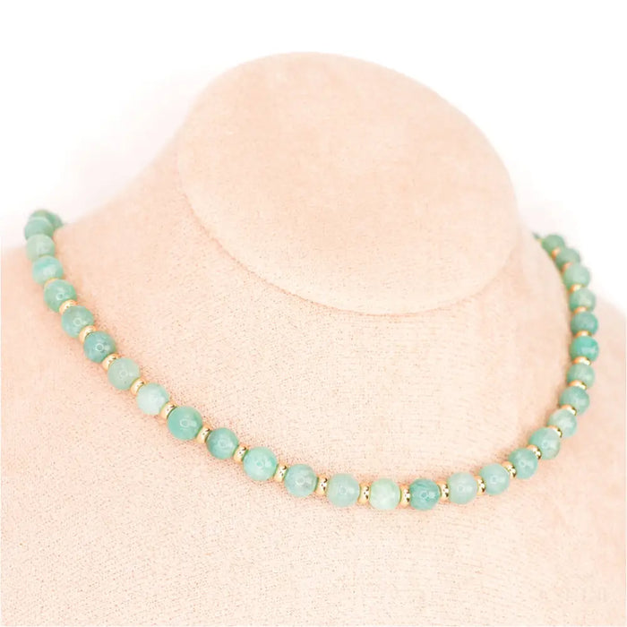 CIRCÉ | Collier en Amazonite et plaqué Or 18 et 24 carats-0