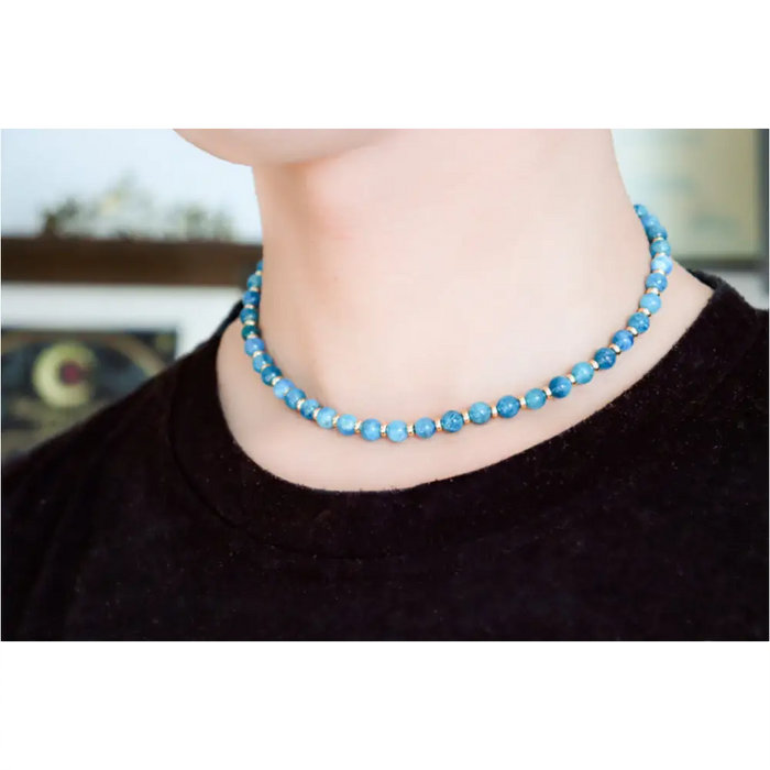 CIRCÉ | Collier en Apatite bleue et plaqué Or 18 et 24 carats-2