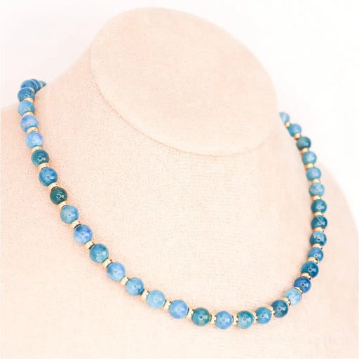 CIRCÉ | Collier en Apatite bleue et plaqué Or 18 et 24 carats-0