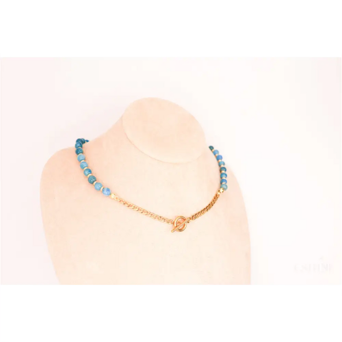 CIRCÉ | Collier en Apatite bleue et plaqué Or 18 et 24 carats-4