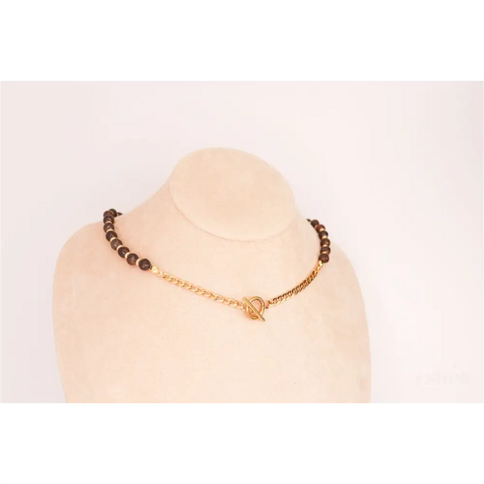 CIRCÉ | Collier en Bronzite et plaqué Or 18 et 24 carats-4