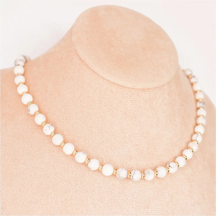 CIRCÉ | Collier en Howlite et plaqué Or 18 et 24 carats-0