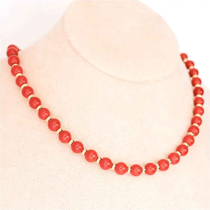 CIRCÉ | Collier en Jaspe rouge et plaqué Or 18 et 24 carats-0