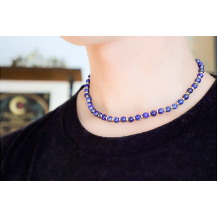 CIRCÉ | Collier en Lapis lazuli et plaqué Or 18 et 24 carats-2