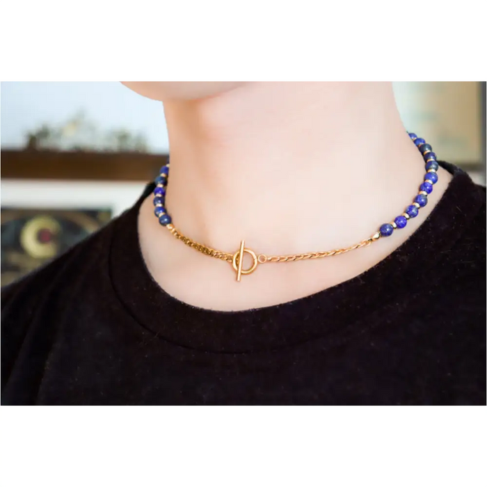 CIRCÉ | Collier en Lapis lazuli et plaqué Or 18 et 24 carats-3