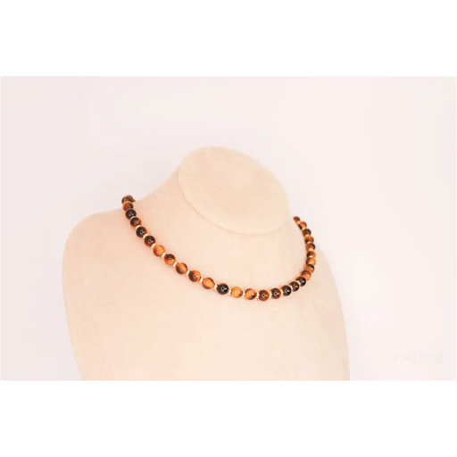 CIRCÉ | Collier en Oeil de tigre et plaqué Or 18 et 24 carats-1