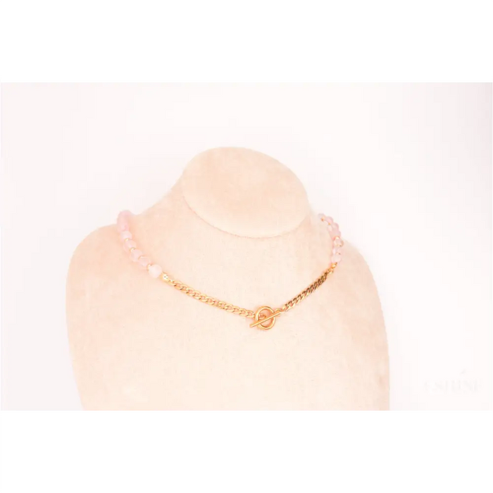 CIRCÉ | Collier en Quartz rose et plaqué Or 18 et 24 carats-4