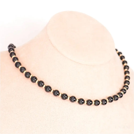 CIRCÉ | Collier en Tourmaline noire et plaqué Or 18 et 24 carats-0