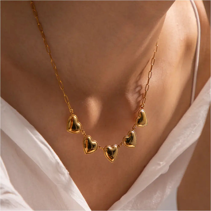 Collier coeur en acier inoxydable - Doré - Bijoux