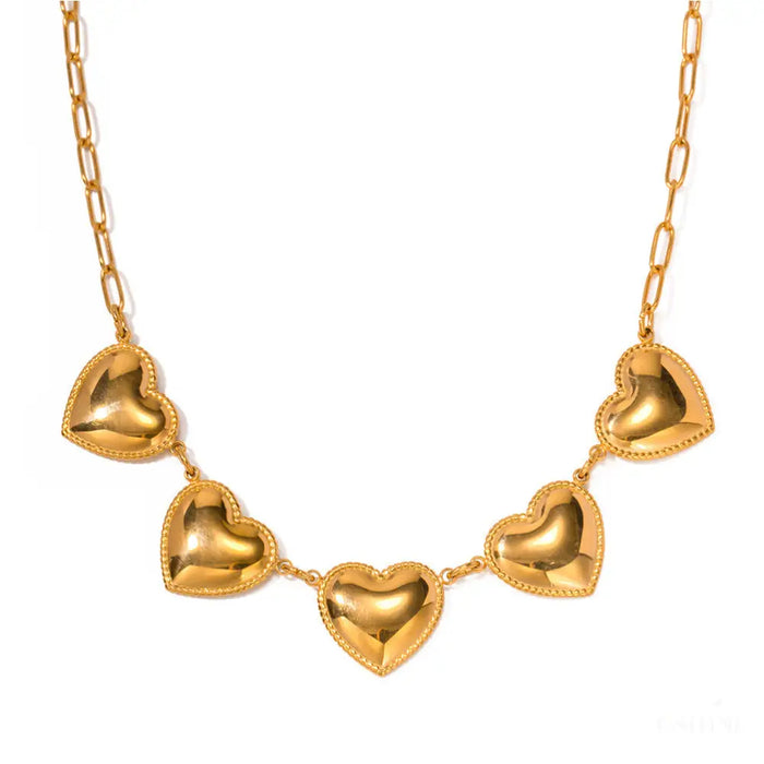 Collier coeur en acier inoxydable - Doré - Bijoux