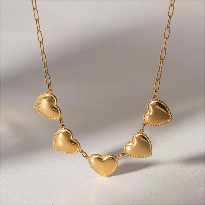 Collier coeur en acier inoxydable - Doré - Bijoux