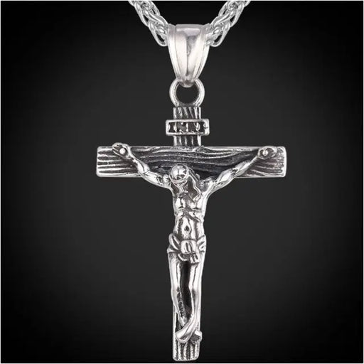 Collier Croix en Acier Inoxydable avec Pendentif de Fleur