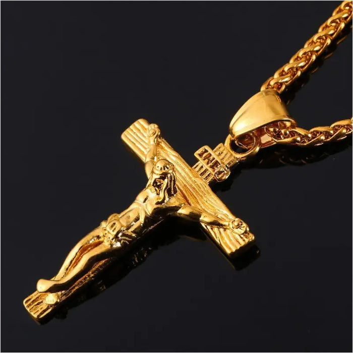 Collier Croix en Acier Inoxydable avec Pendentif de Fleur