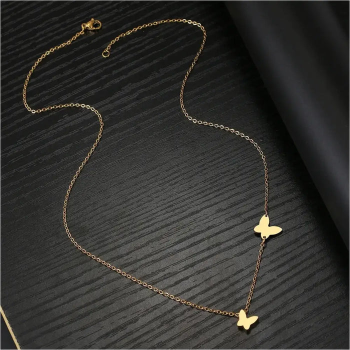 Collier en Acier Inoxydable avec Pendentif Papillon - Bijoux