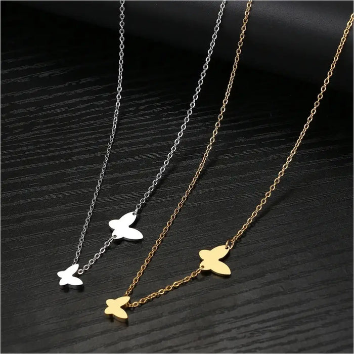 Collier en Acier Inoxydable avec Pendentif Papillon - Bijoux