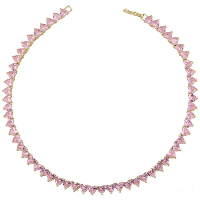 Collier et Bracelet Cœur avec Diamants Micro-incrustés