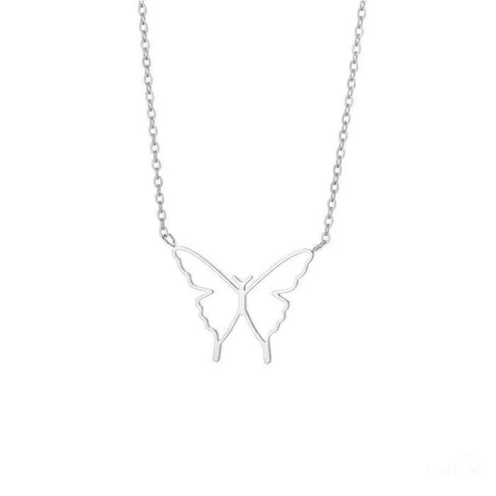 Collier papillon en acier inoxydable elegant - Argenté