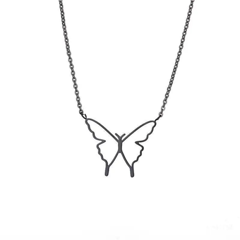 Collier papillon en acier inoxydable elegant - Noir - Bijoux