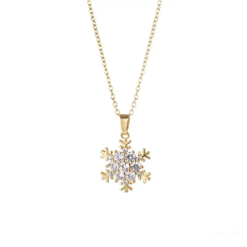 Collier Pendentif Flocon de Neige en Acier Inoxydable