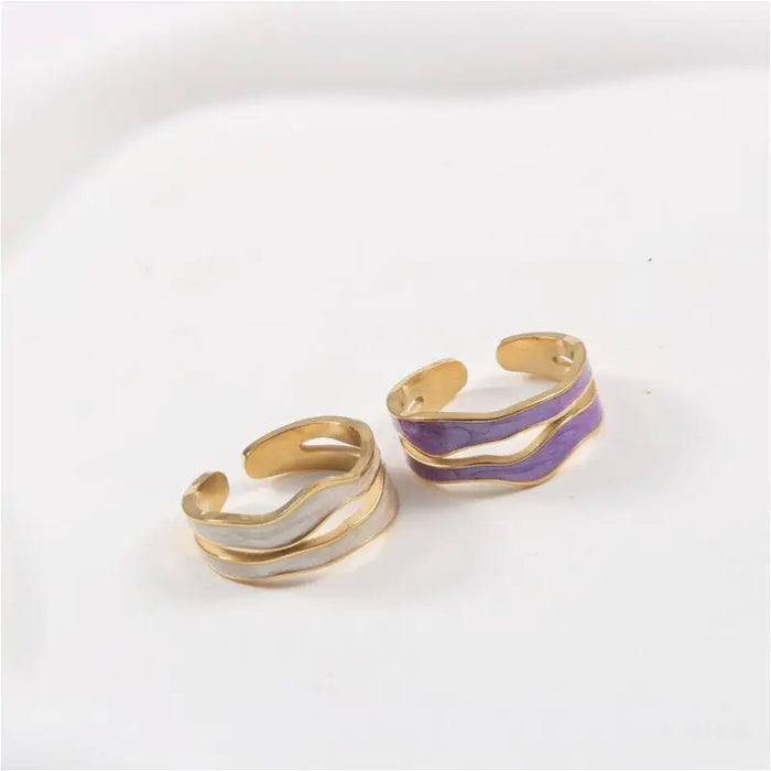 Doe - Double Layer Ice Cream Enamel Glaze Rings-5