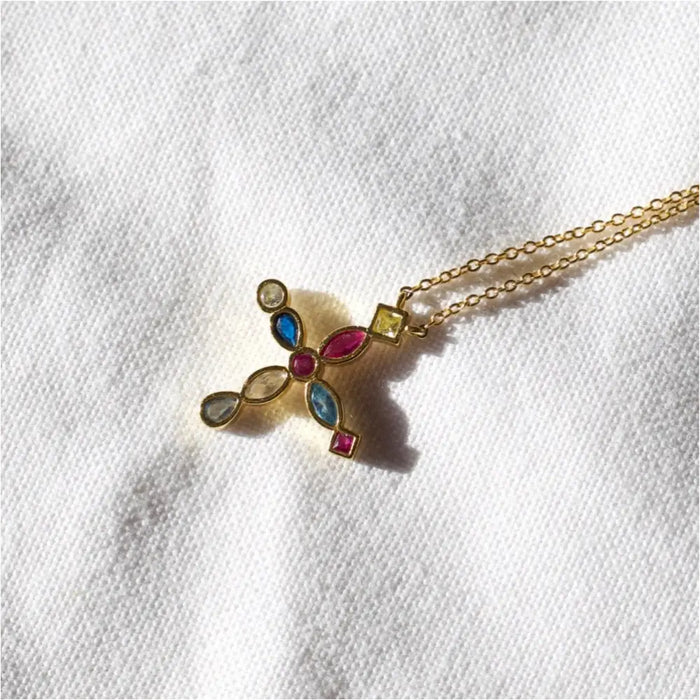 Edingburgh - Collier pendentif croix en arc-en-ciel-8