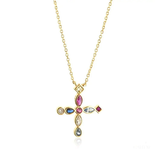 Edingburgh - Collier pendentif croix en arc-en-ciel-0