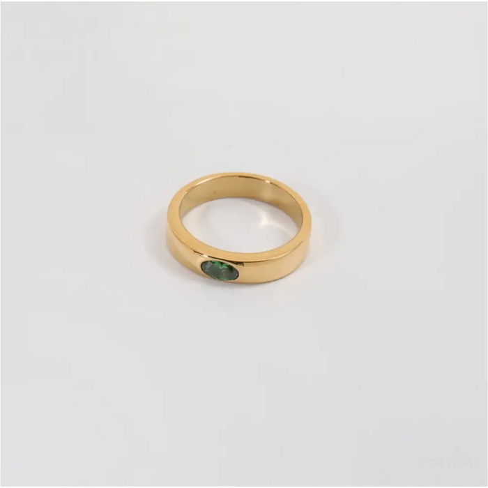 Enoch - Green Crystal Gold Band-6