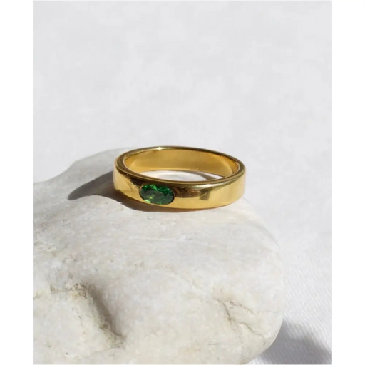 Enoch - Green Crystal Gold Band-0