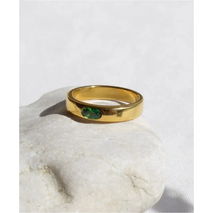 Enoch - Green Crystal Gold Band-0