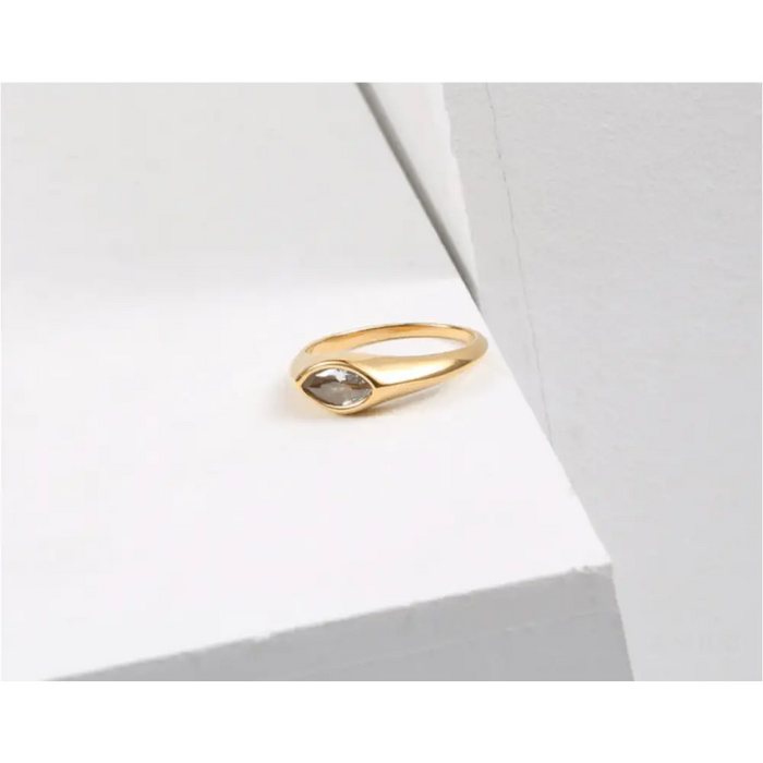 Erasmus - Smokey Stone Statement Gold Band-2