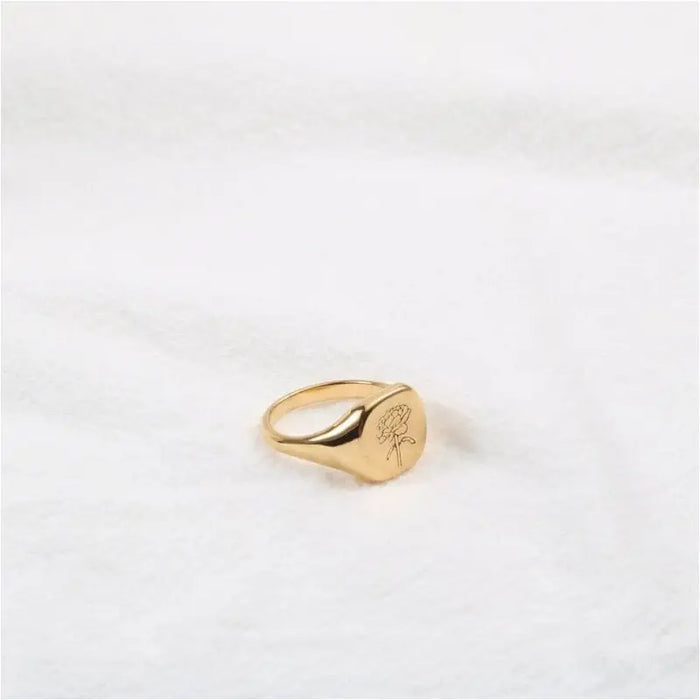 Etienne - Square Flower Signet Ring-7