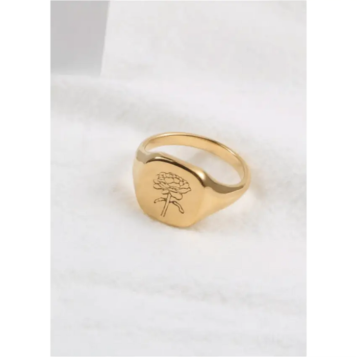 Etienne - Square Flower Signet Ring-0