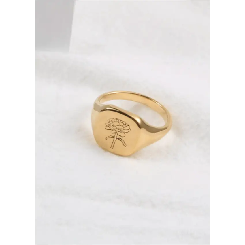 Etienne - Square Flower Signet Ring-0